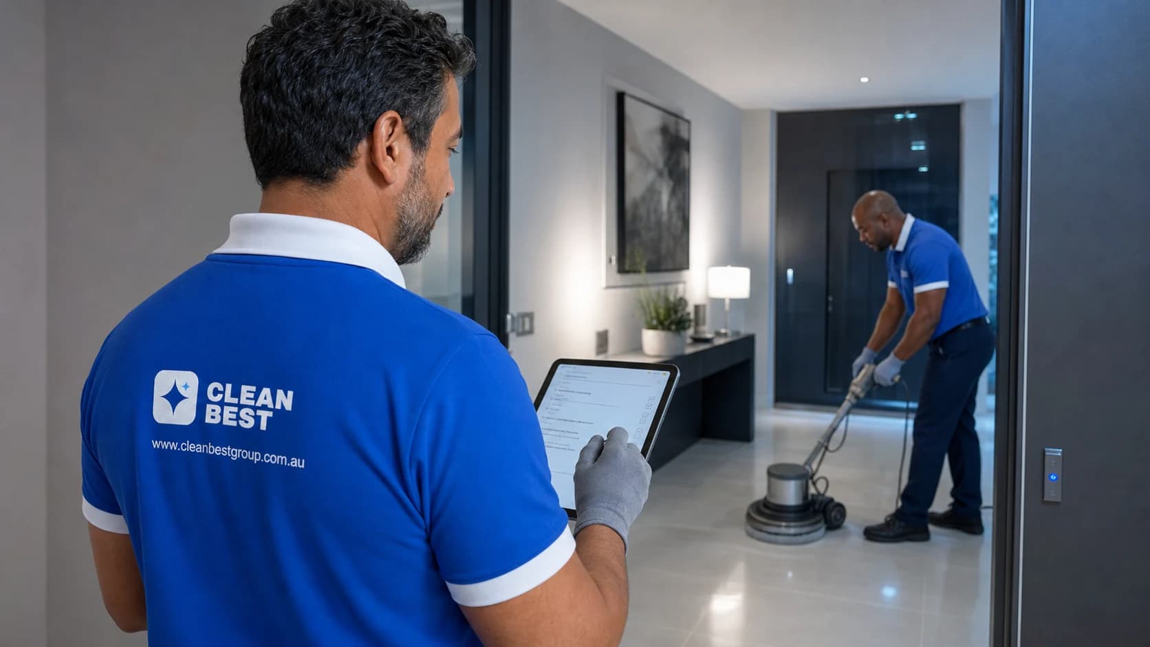 Clean Best cleaner detailing an empty office tenancy at night before handover in Norwest NSW